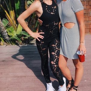 Free People Black Lacy Jumpsuit